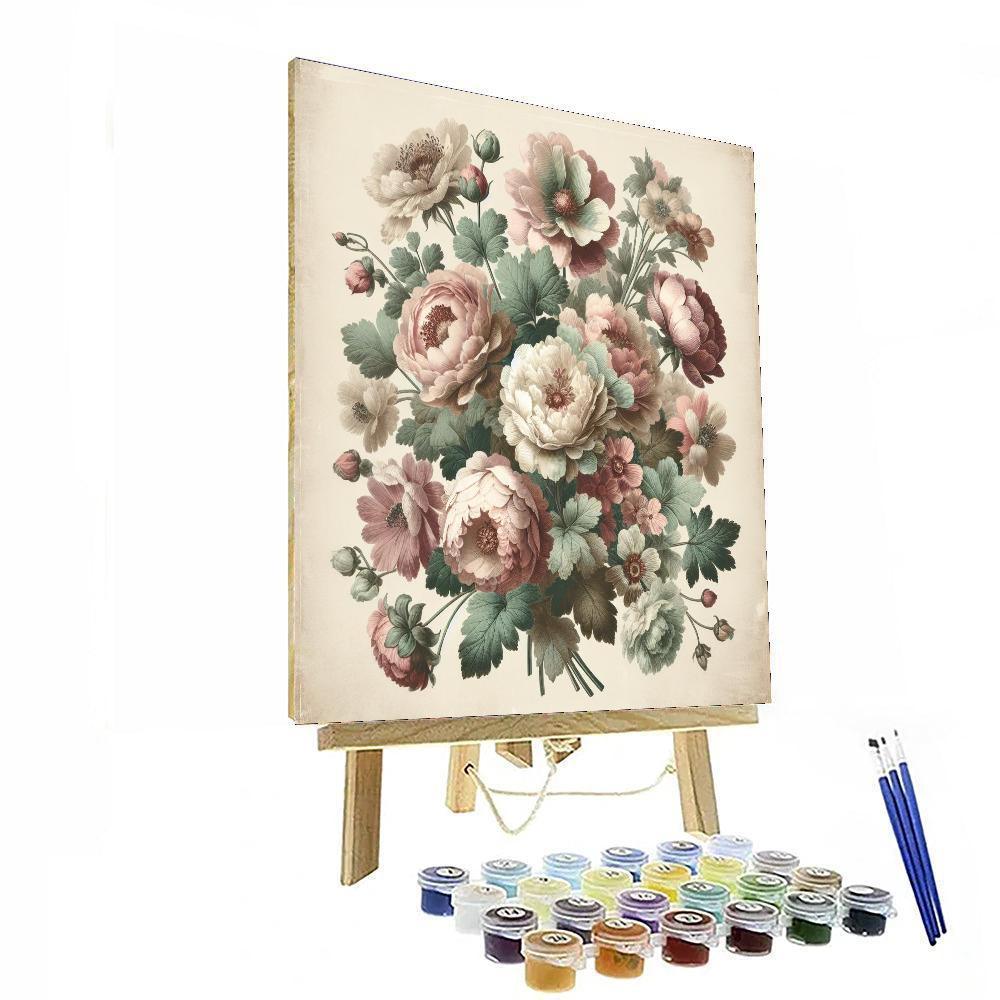 Antique Floral Collage Painting By Numbers Kit