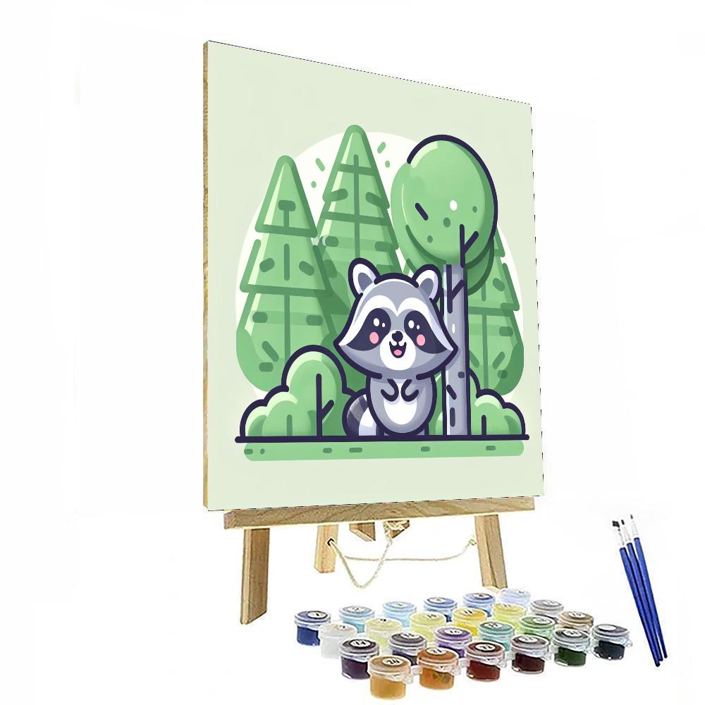 Friendly Raccoon Painting Number Kit