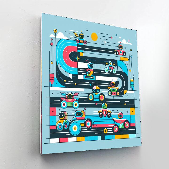 Futuristic Robot Race Paint By Numbers Art