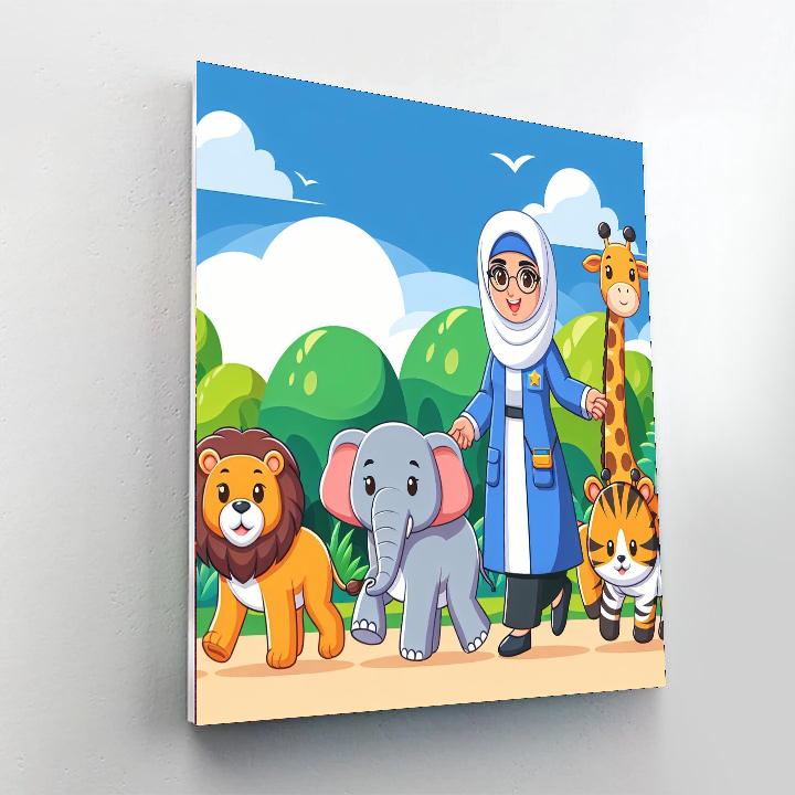 Zookeeper's Animal Parade Paint By Numbers Art