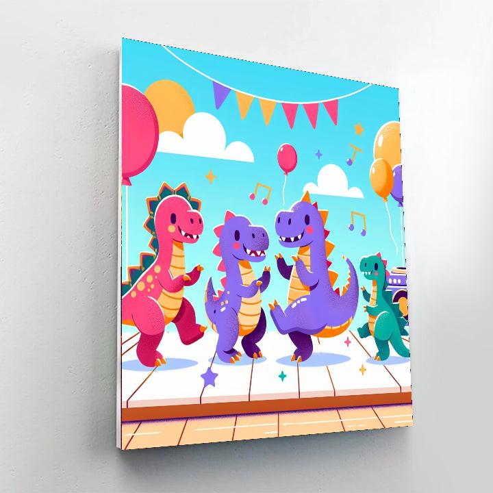 Dynamic Dino Dance Party Painting By Numbers Kit