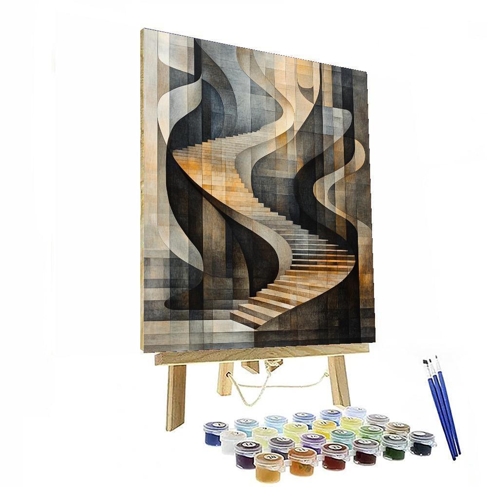 M.C. Escher Inspired Curved Perspectives  Painting Number Kit