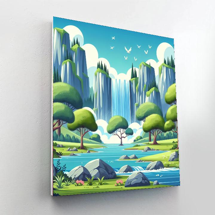 Wonderful Waterfall Journey Paint By Numbers Art