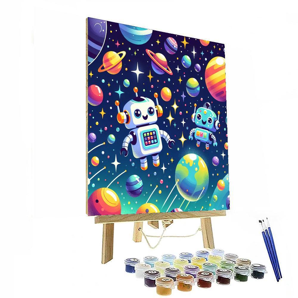 Robots In Space Paint By Numbers Art