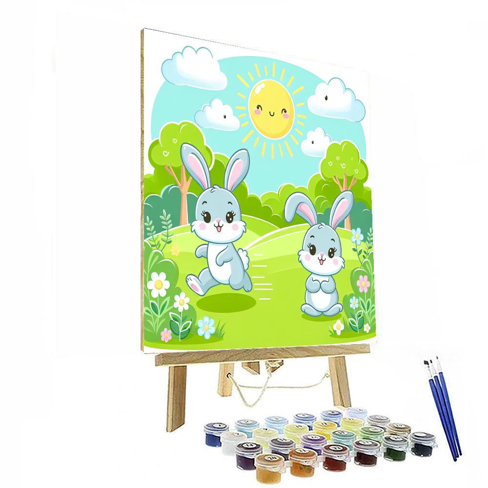 Sunny Day In The Meadow With Bunnies Paint By Numbers Kits