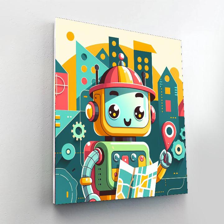 Curious Little Robot Explorer Painting By Numbers Kit