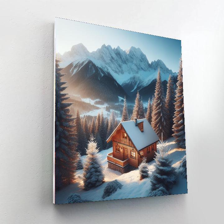 Mountain Cabin Serenity Painting By Numbers Kit