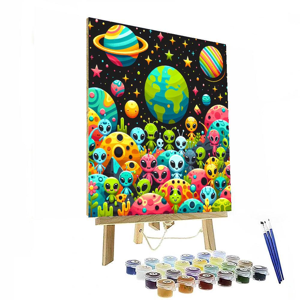Alien Safari In Space Number Painting