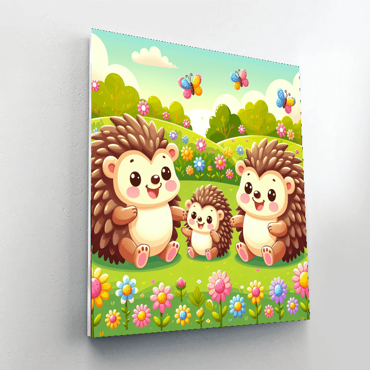 Happy Hedgehog Family Paint By Numbers Art