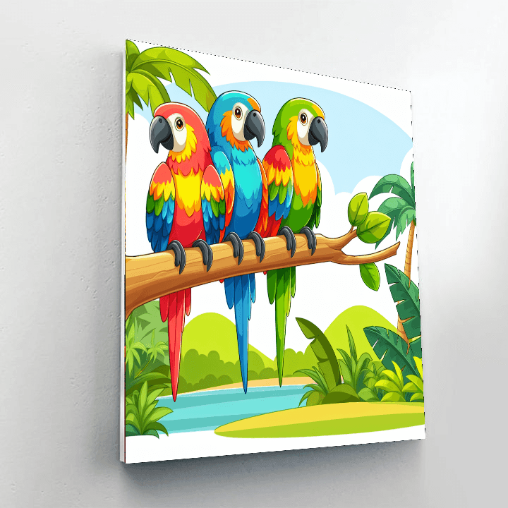 Cheerful Parrot Party Paint By Numbers Kits