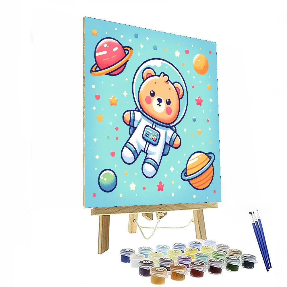 Astronaut Teddy Bear Expedition Number Painting