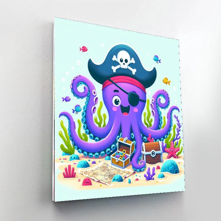 Silly Pirate Octopus DIY Paint By Numbers