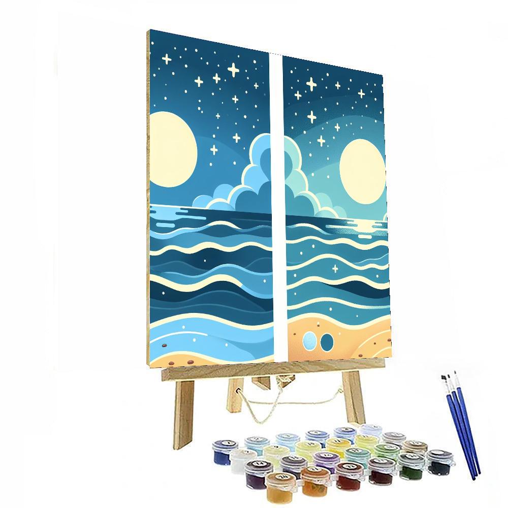 Starry Seaside Stroll Paint By Numbers Art