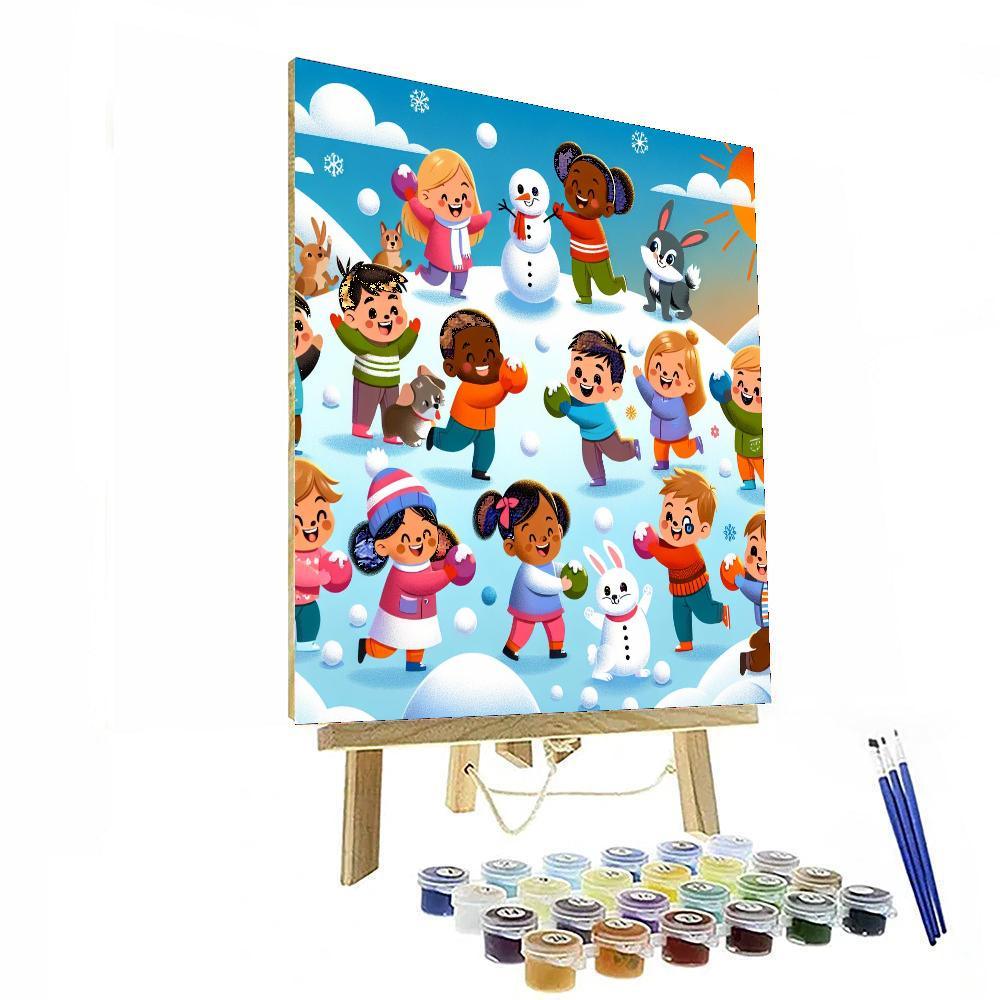 Sunny Snowball Fight Painting Number Kit