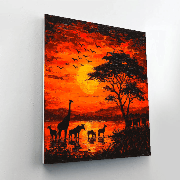 Sir Edwin Landseer Inspired Safari Silhouette  Paint By Numbers Art