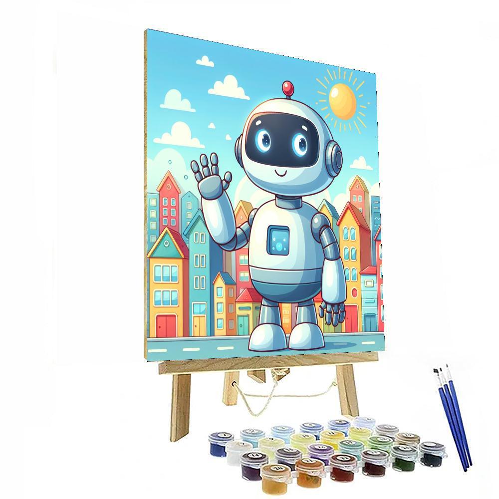 Friendly Robot Town DIY Paint By Numbers