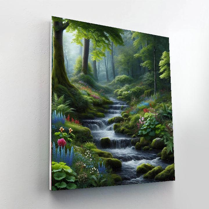 Bubbling Stream In The Woods Numbered Painting Kits