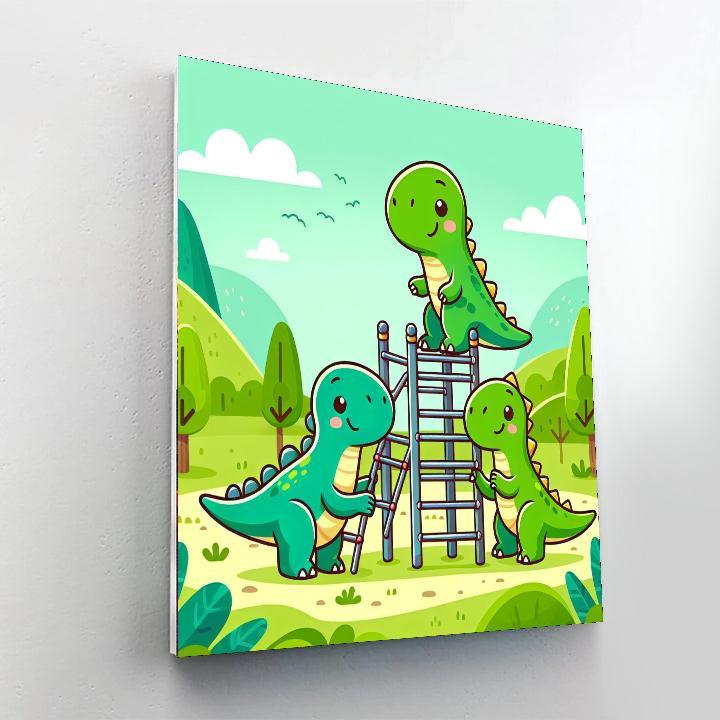 Friendly Dino Playground Painting By Numbers Kit