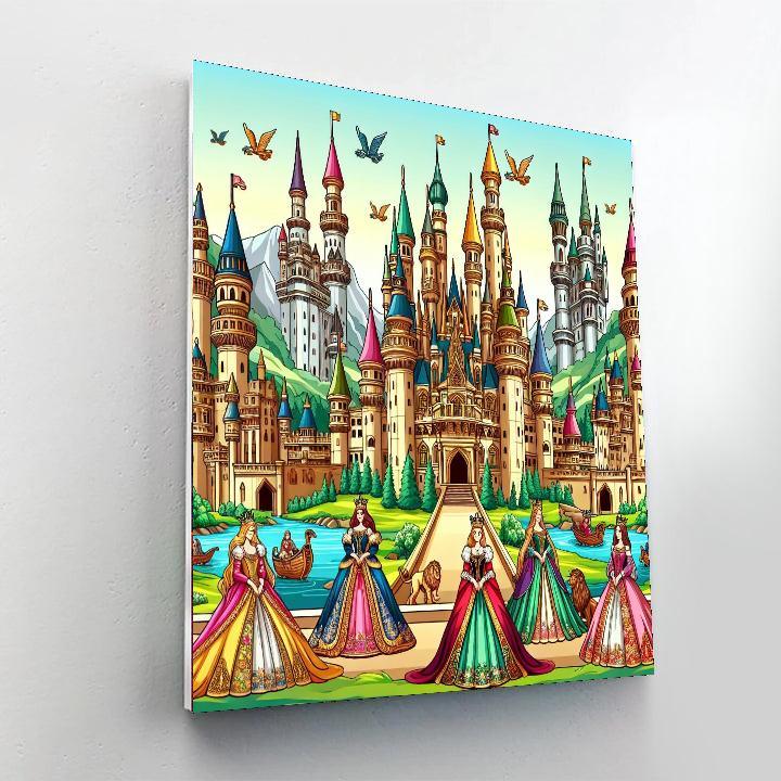 Royal Kingdom With Castles And Queens Paint By Number