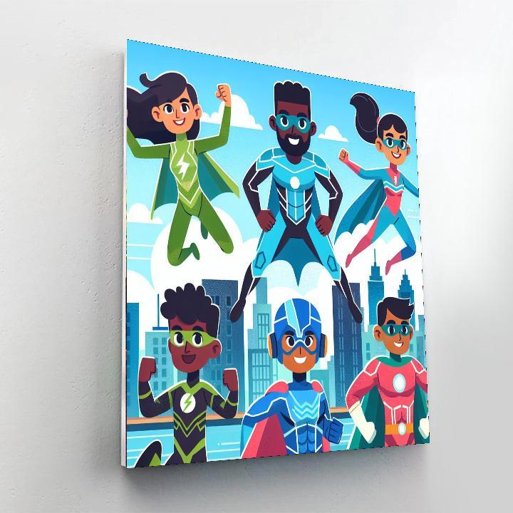 Superhero Squad Adventure Paint By Numbers Art