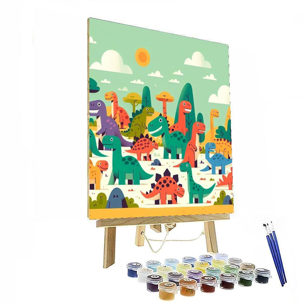 Colorful Dinosaurs Adventure Paint By Number