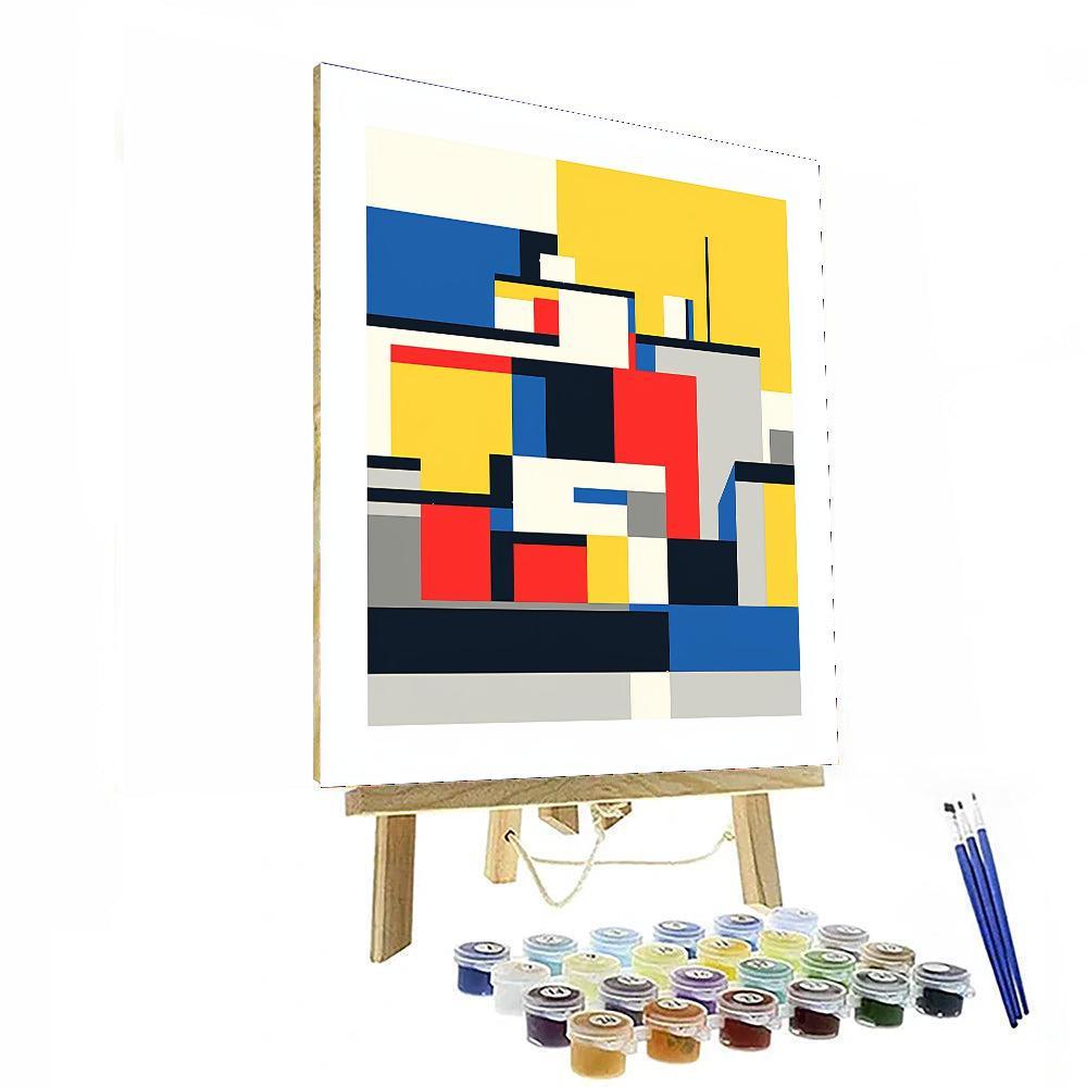 Piet Mondrian Inspired Minimalist Urban Reflection  Paint By Numbers