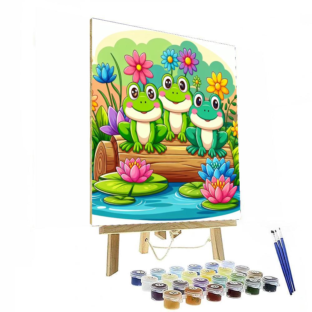 Frogs On A Log Painting Number Kit