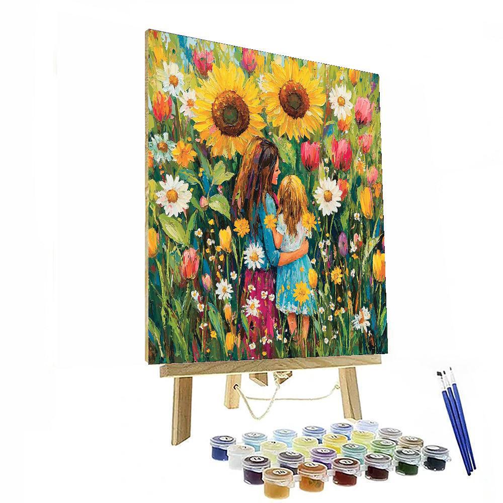 Cuddles In A Flower Field DIY Paint By Numbers