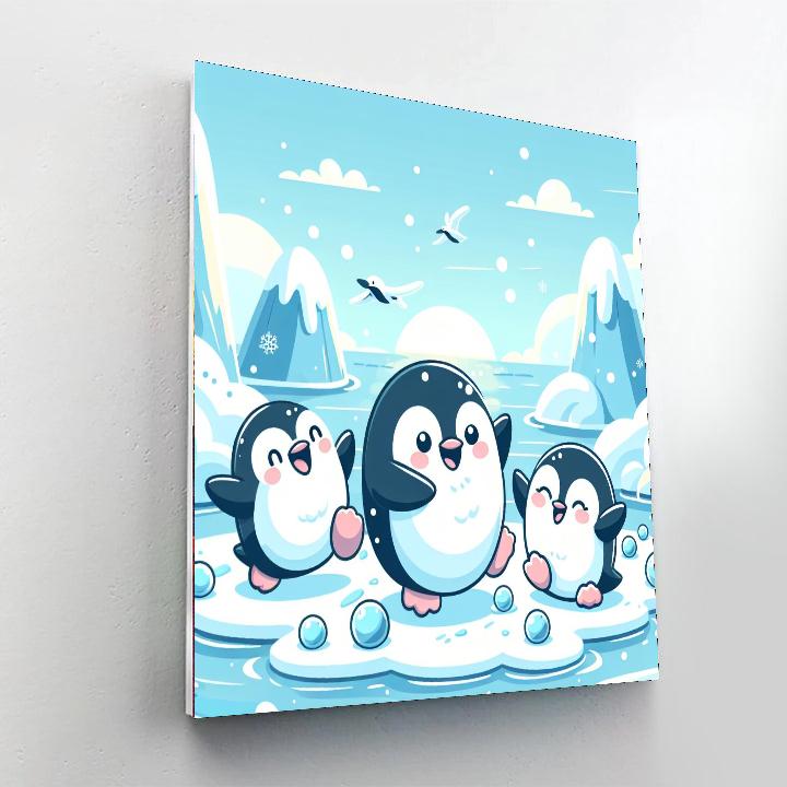 Winter Penguins Celebration Paint By Color