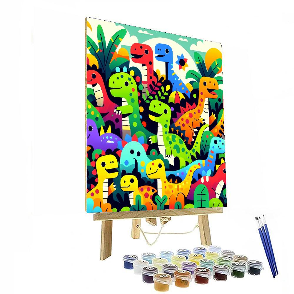 Dinosaurs' Jungle Safari Painting Number Kit