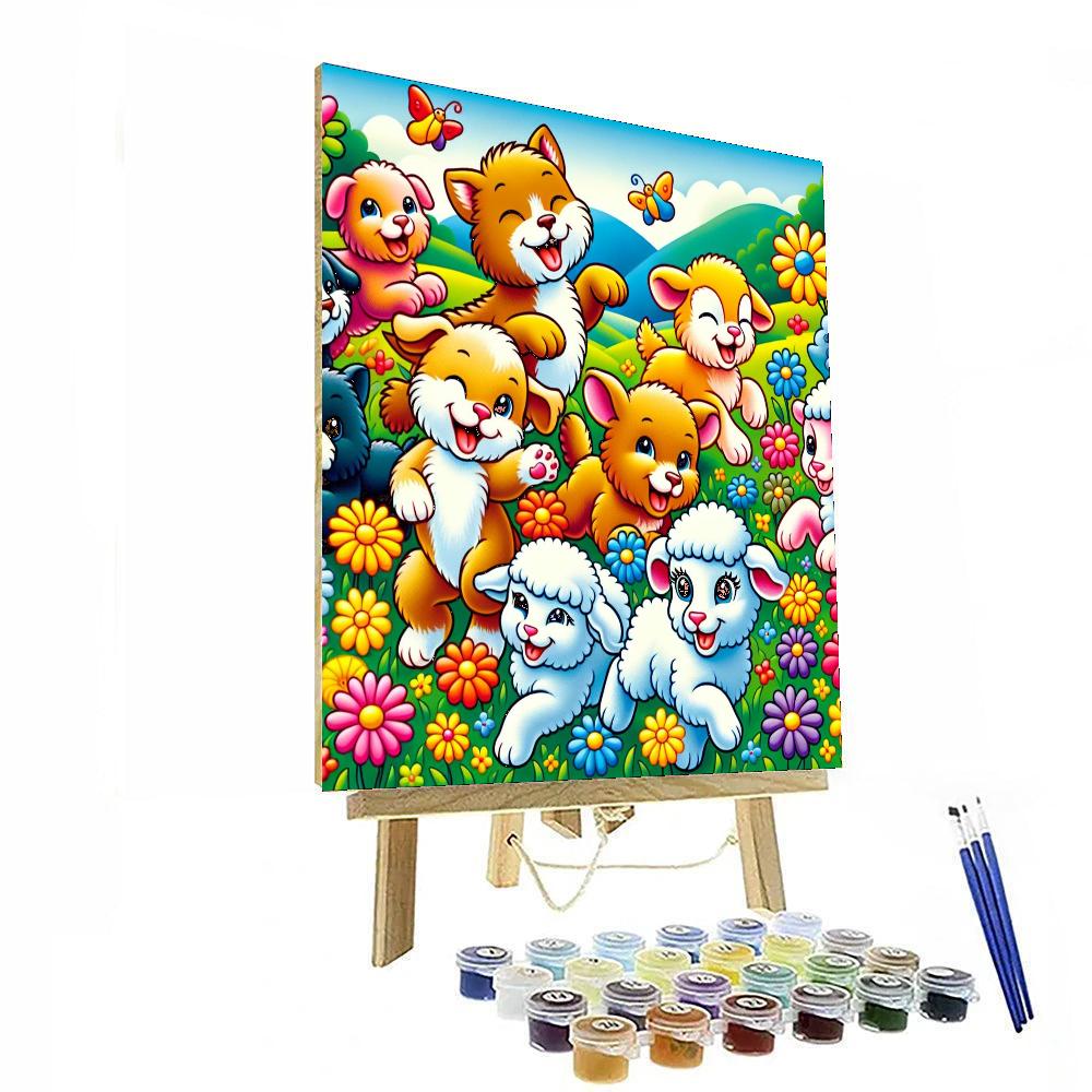 Bouncing Baby Animals Paint By Numbers Art