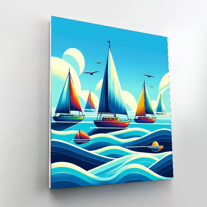 Ocean Adventure With Sailboats Paint By Number