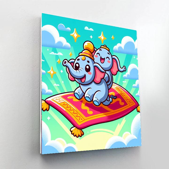 Magic Carpet Ride With Whimsical Elephants Paint By Numbers Kits