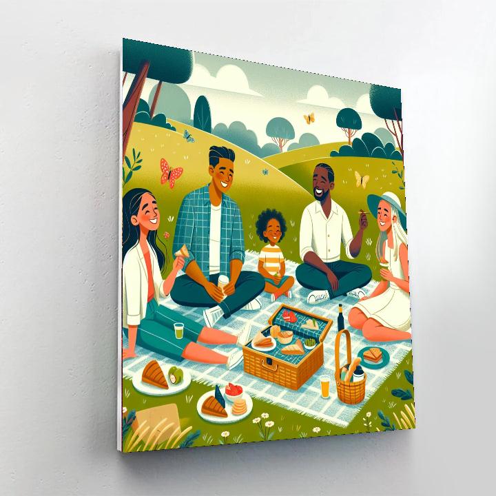 Peaceful Meadow Picnic Painting Number Kit