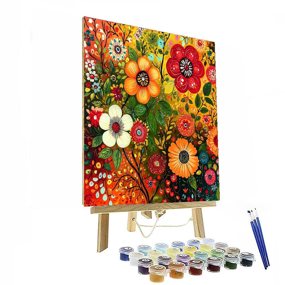 Frida Kahlo Inspired Cultural Blossoms  Paint By Color