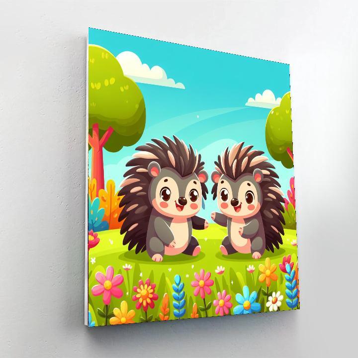 Playful Porcupines Paint By Numbers Art