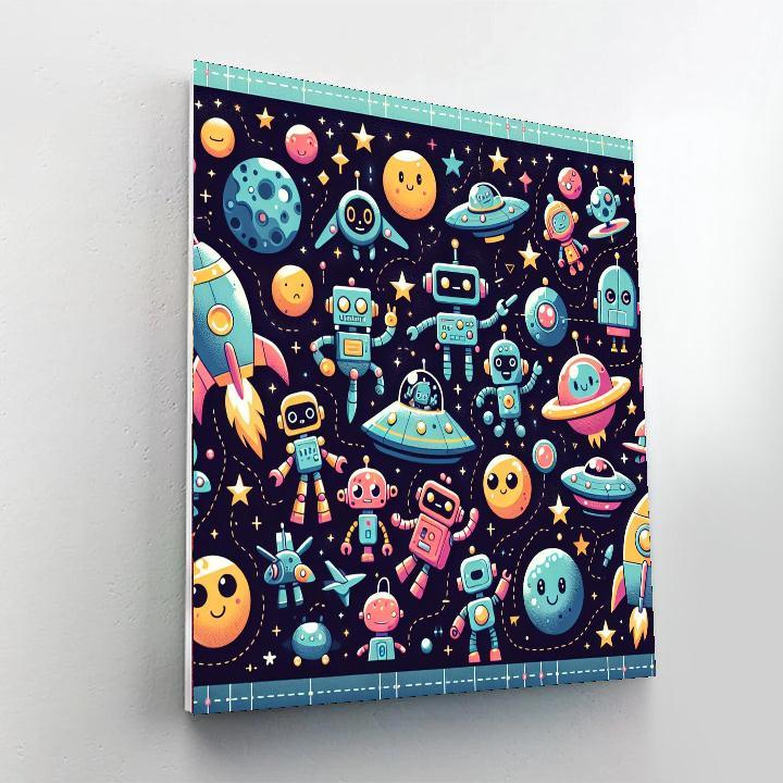 Galactic Robot Adventures DIY Paint By Numbers