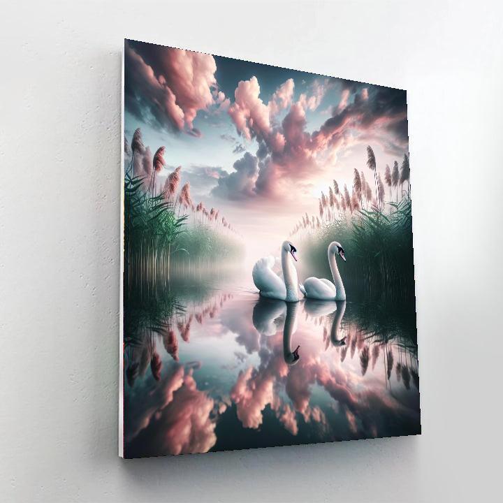 Elegant Swan Lake Serenity Painting By Numbers Kit