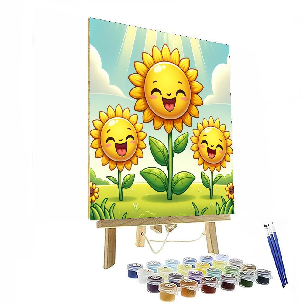 Joyful Sunflower Family Painting By Numbers Kit