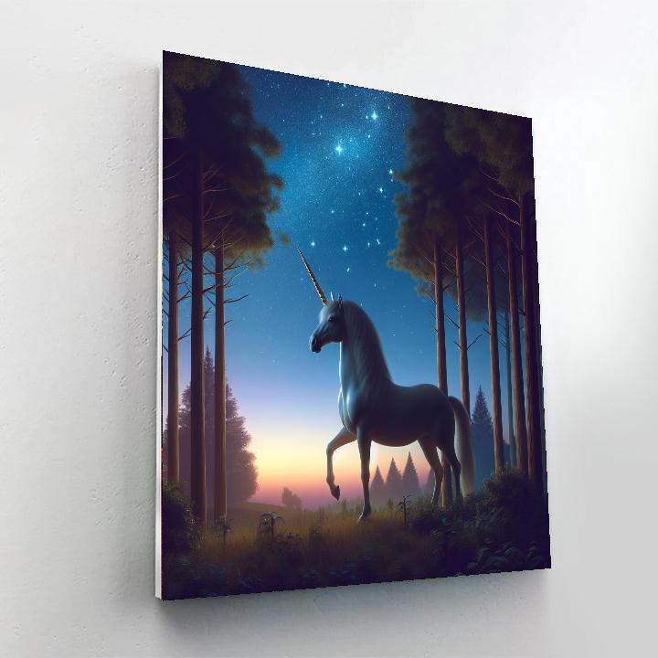 Mystical Unicorn In Twilight Grove Painting By Numbers Kit