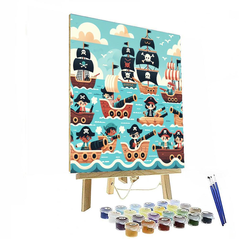 Pirate Ship Battle Paint By Numbers