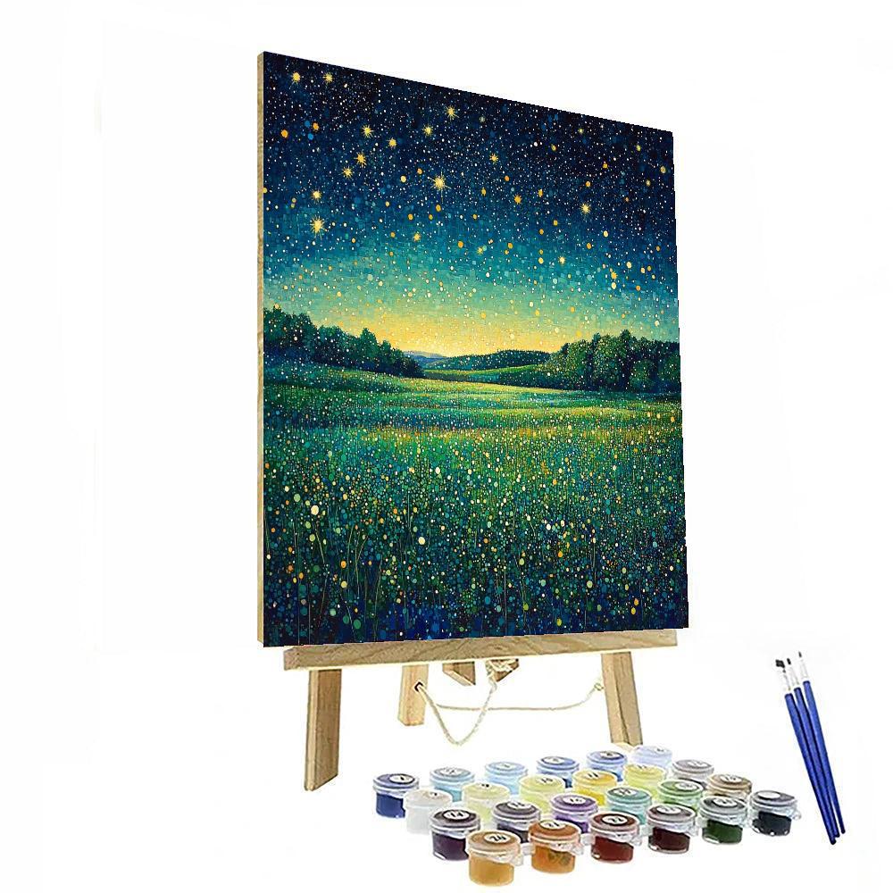 Georges Seurat Inspired Starry Meadow Symphony  Paint By Numbers Kits