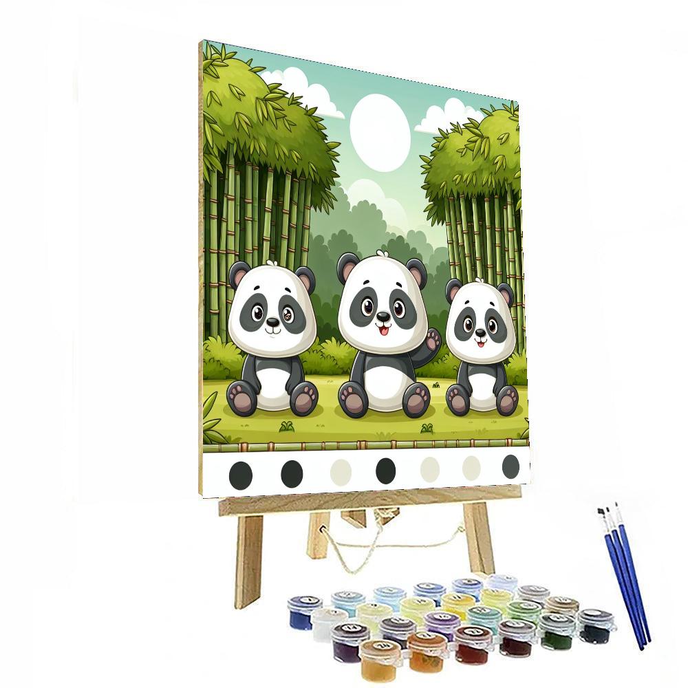 Playful Panda Playdate Paint By Numbers Art