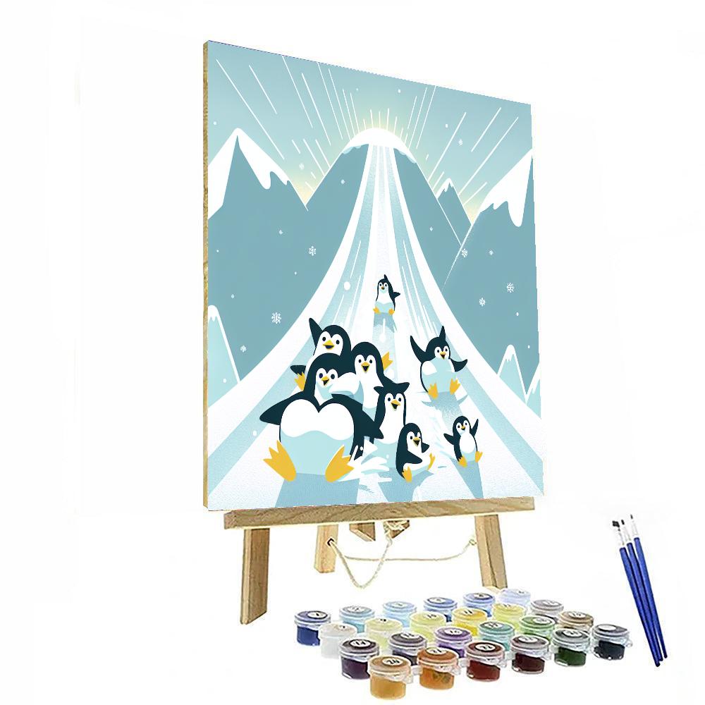 Penguin's Ice Slide Painting By Numbers Kit