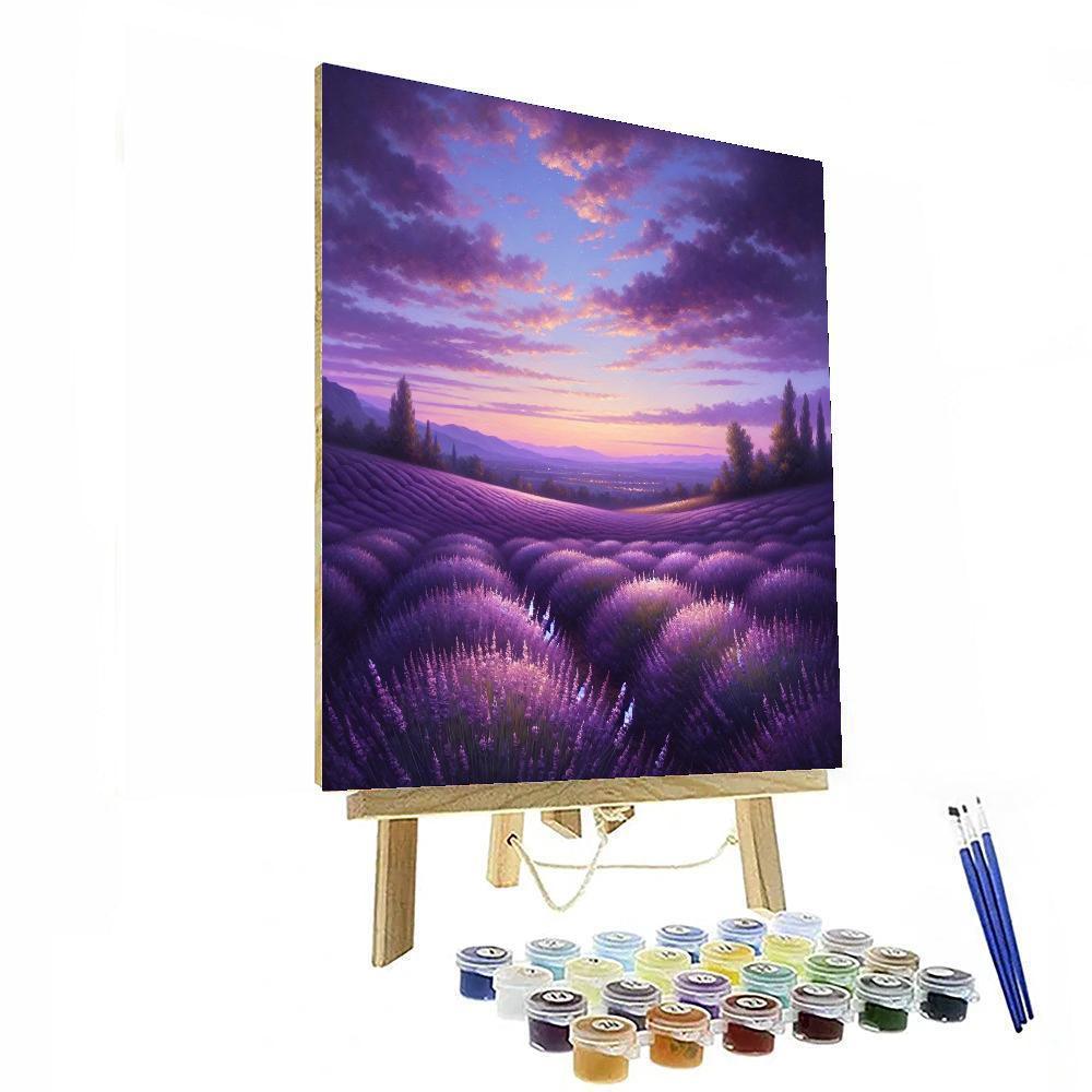 Peaceful Lavender Fields At Dusk Numbered Painting Kits