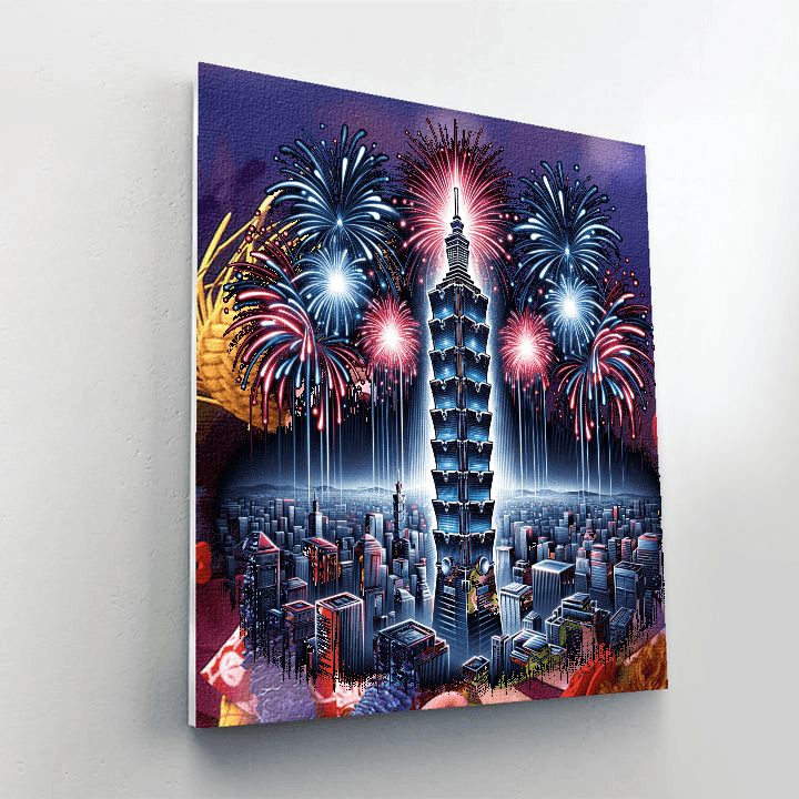 Taipei 101 Fireworks - Taiwan Painting By Numbers Kit
