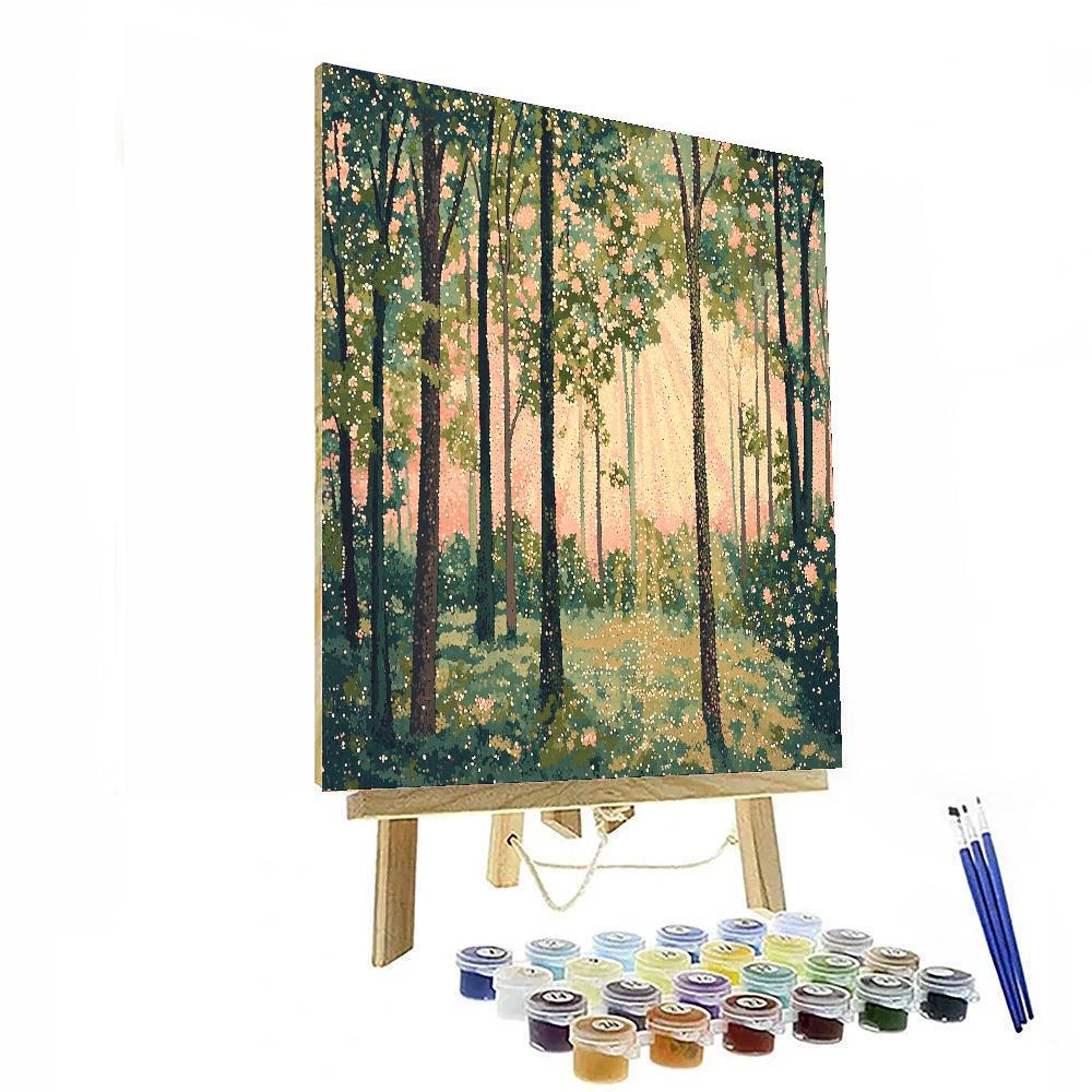 Georges Seurat Inspired Mystic Forest Dawn  Numbered Painting Kits