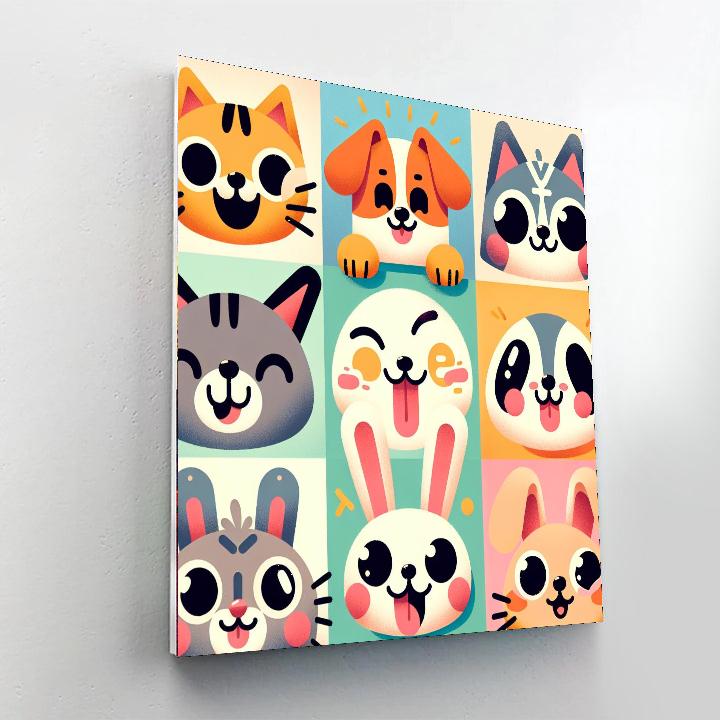 Funny Animal Faces Number Painting