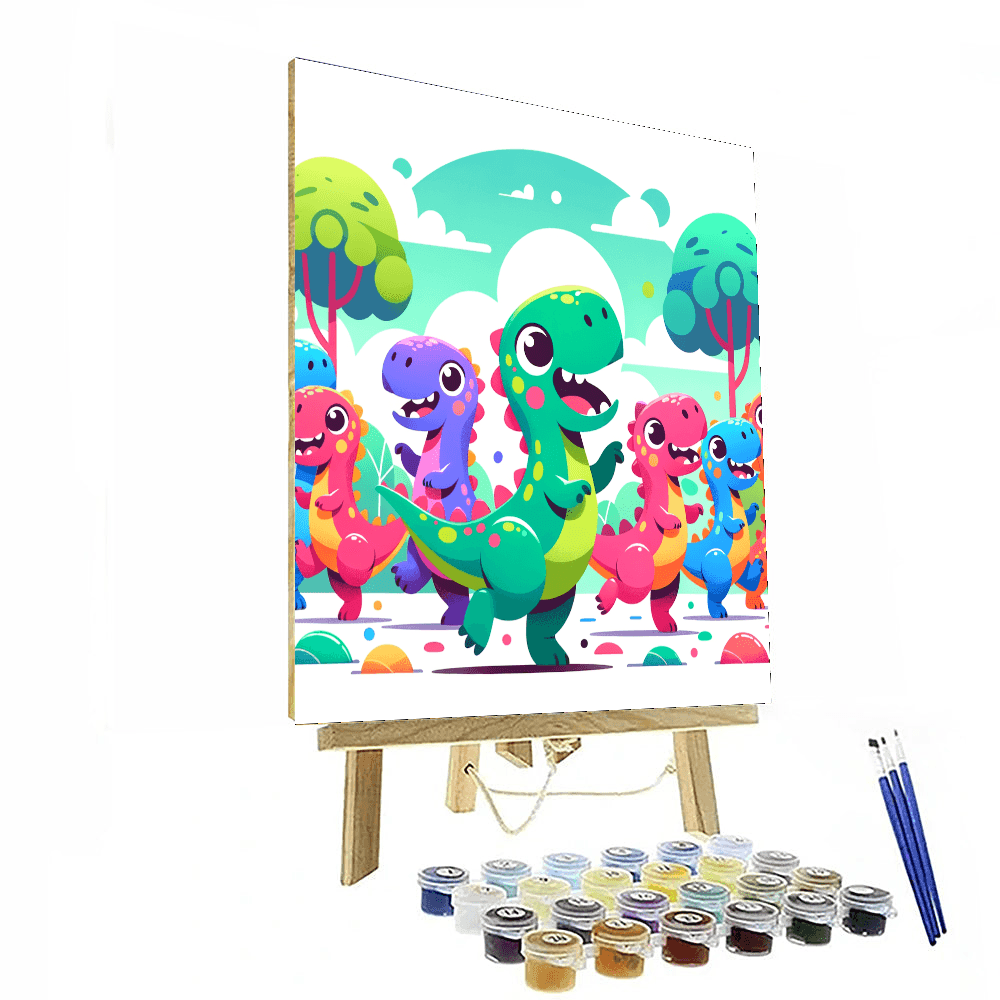 Groovy Dinosaur Dance Party Paint By Number