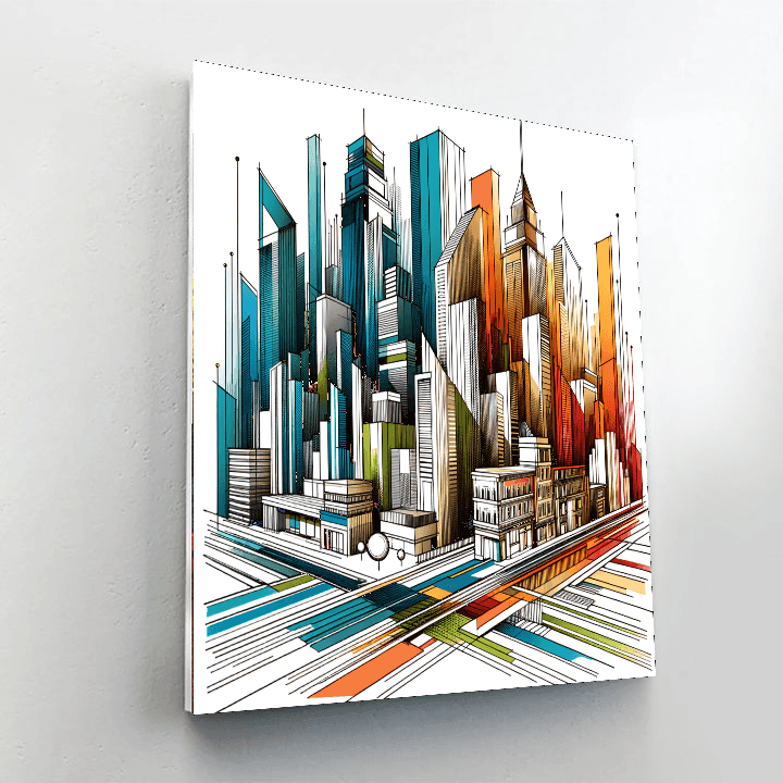Abstract Urban Skyline - DIY Painting By Numbers Kit